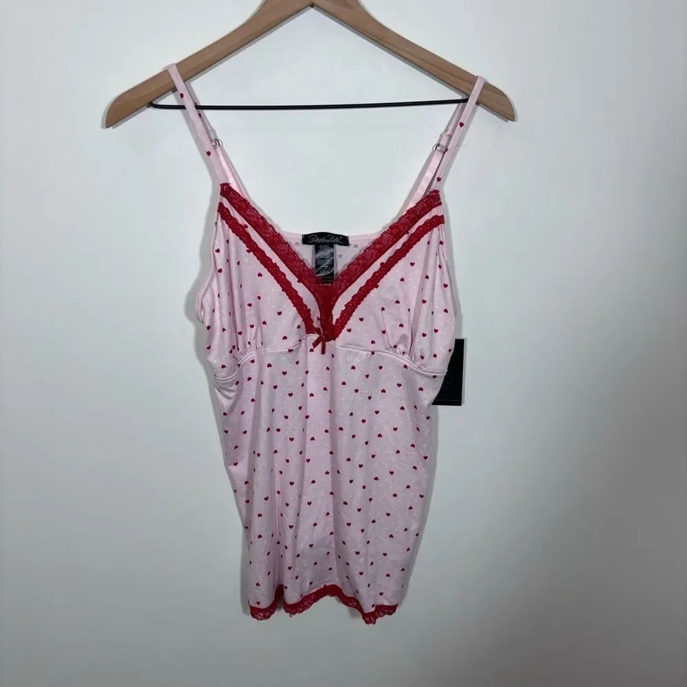 Rene Rofe light pink heart camisole sleepwear babydoll Y2K NWT NEW size large